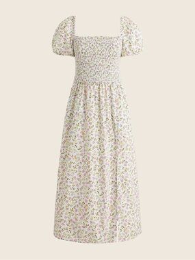 J. Crew Short Sleeve Smocked Midi Dress Meadow Floral Garden Size Medium
